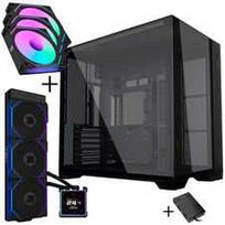 Lian Li O11 Vision Compact kompiuterio korpuso rinkinys + HydroShift II LCD-S 360TL AiO + 3x UNI FAN SL-INF 120 Reverse Blade ventiliatoriai - juoda