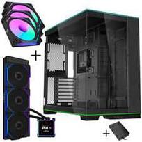 Lian Li O11 Dynamic EVO RGB PC-Gehäuse Bundle + HydroShift II LCD-S 360TL AiO + 3x UNI FAN SL-INF 120 Reverse Blade Lüfter - juodas
