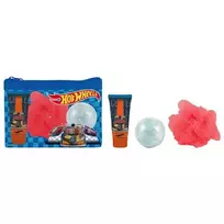 Vaikiški kvepalai „Hot Wheels“ – dovanų rinkinys: dušo gelis 35 ml, vonios bomba, plovimo kempinė ir kosmetinė, 35 ml