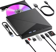 BNEHHOV išorinis CD/DVD įrenginys su USB 3.0 šakotuvu ir SD/TF kortelių skaitytuvu