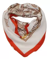 Moteriška medvilninė skarelė su magnetiniu užsegimu „Barokas“, oranžinė / kreminė