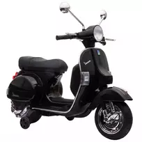 Vaikiškas elektrinis motociklas Vespa PX150 su ličio akumuliatoriumi, juodas, 107 × 51 × 80 cm