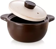 Keraminis puodas su dangčiu, rudas, 22 cm, 3 l
