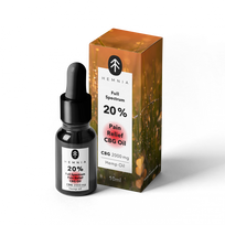 Hemnia pilno spektro CBG aliejus „Pain Relief“ – 20 % CBG + 5 % CBD, 2000 mg CBG + 500 mg CBD, 10 ml