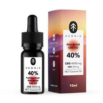 Hemnia pilno spektro CBG aliejus „Pain Relief“ – 40 % CBG + 5 % CBD, 4000 mg CBG + 500 mg CBD, 10 ml