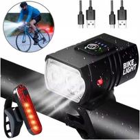 Dviračio žibintų rinkinys LED, priekinis ir galinis, įkraunamas USB