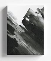 Abstraktus paveikslas ant drobės 60 × 80 cm, juodos, baltos ir pilkos spalvų, minimalistinis, C040