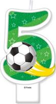 Gimtadienio žvakė futbolo kamuolys, skaičius 5