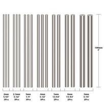 Nerūdijančio plieno strypai, 18 vnt., 2.5-8 mm skersmens, 100 mm ilgio