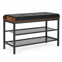 Suoliukas su batų lentyna ModernHome Loft LT1, ruda sp./juoda sp., 80 cm x 30 cm x 50 cm