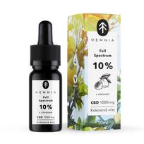 Hemnia pilno spektro CBD MCT kokosų aliejus Lemon 10 %, 1000 mg CBD, 10 ml