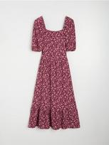 Sinsay - Fit and flare midi suknelė su zebro raštu ir pūstomis rankovėmis - multicolor