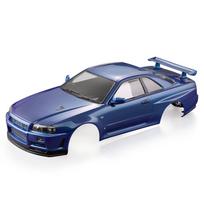 Killerbody 48646 Nissan Skyline (R34) Paruoštas korpuso rėmas, skirtas 1/10 elektrinių turistinių RC lenktynėms blue gray