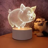 3D lempa akrilo LED naktiniai žibintai meškiukas dinozauras vaikas naktinis žibintas miegamojo dekoravimui Kalėdų dekoras Vestuvių vakarėlis 3 Colors Light šviesiai pilka spalva