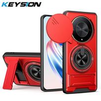 KEYSION Magnetic Phone Case for Honor X9b 5G X9A Slide Camera Protection Upright Kickstand Shockproof Cover for Magic 5 6 Lite for Magic 6 Lite 5G raudona