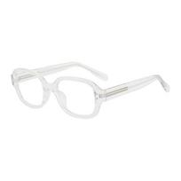 Retro Square Oval Frame Anti Blue Light Glasses Red Thick Frame Plain Eyes Glasses Korean Fashion Female Eye Protection Eyewear white