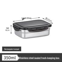 Lunch Box: Large Capacity Stainless Steel Rectangular Bento with Lid, Food-Grade Seal for Fresh-Keeping gray