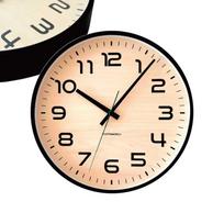 KATOMOKU plywood clock 23 Black Wall Clock with Continuous Second km-145BKRC Hand, 304mm (Radio-controlled) beige