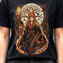 Samhain Witch Celtic Norse Halloween Pagan Magic Shirt Autumn Ritual Raven Fantasy Tee 150 brown