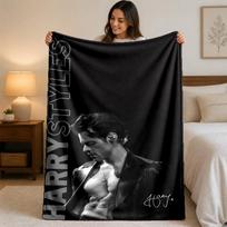 Harry Styles Print Flannel Blanket Cozy Warm Plush Throw Blanket For Bed Sofa Couch Indoor Household Use 75x90cm