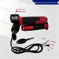 White Screen Electric Vehicle Throttle with Voltage Display (12V-96V) and Rice Grain Lock Grip black
