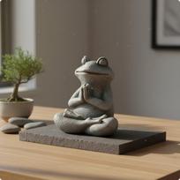 Peaceful Frog Sculpture Resin Meditation Statue Cute Decorative Item for Garden, Desk, Tabletop Yoga Frog gray