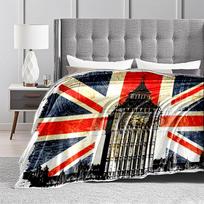 Union Jack and Big Ben Design for all seasons blanket lunch break throw gift 130cm x 150cm red