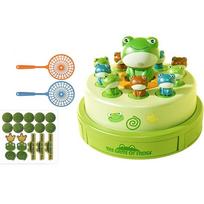 Frog Game Bounce and Catch Toys Musical Rotate Frog Pop Up Board Game for Kids beige