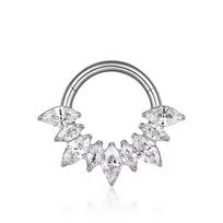 ASTM F136 Titanium Open Hinge Zircon Septum Clicker Ring Hypoallergenic Nickel Free Body Piercing Jewelry for Helix Tragus Nose 16G 1.2x10mm white