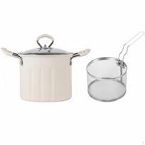 Mini Deep Fryer Pot Easy to Clean Small Frying with Basket for Individuals 3.0L_Cream White white