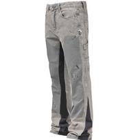European and American Street Jeans Straight-leg Splicing Flared Pants Trendy Denim Trousers L gray
