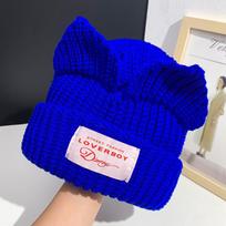 Žieminė storesnė dvigubo sluoksnio vilnonė kepurė su ausimis Moteriška lauko šilta megzta kepurė Vyriška universali šalta kepurė Atsitiktinė universali one size fits all mėlyna