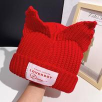 Žieminė storesnė dvigubo sluoksnio vilnonė kepurė su ausimis Moteriška lauko šilta megzta kepurė Vyriška universali šalta kepurė Atsitiktinė universali one size fits all red