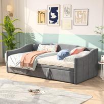 Sofa lova, 90 x 200 cm, pilka, aksomas, su 3 reguliuojamomis funkcijomis,210 x 100 x 74.5 cm