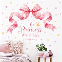 Wall Decals Big Self-Adhesive Stickers with Stars Hearts and English Letters for Girls Bedroom Decor One Size pink