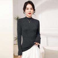 Beautiful Merino Ultra-Fine Pure Wool Women's Sweater, Spring/Autumn 2026 Style, Half-High Neck Thin Knit Base Layer. Large white