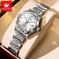 OLEVS 6602 Women Watch Luxury Swiss Movement Automatic Mechanical Watch Dual Calendar Waterproof Clock Top Brand Women Watch white