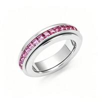 Cubic Zirconia Stainless Steel Spinner Fidget Ring Rotatable Anxiety Relief Ring  Anxiety Relief 6 white