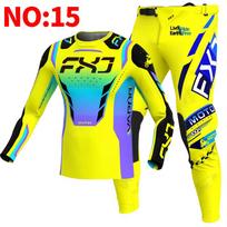 NAUJAS 2025 FXJ geltonas enduro motocross aprangos komplektas mx džersis kelnės žalia motociklo apranga mtb carracing kostiumas Off Road įranga XXL - 38 yellow