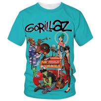 Nuo animacinio iki madingo Gorillaz 3D spausdinto naujo marškinėlio, kasdienis Harajuku stiliaus trumpomis rankovėmis hip-hop marškinėlis vyrams ir moterims, gatvės marškinėlis XXL smėlis