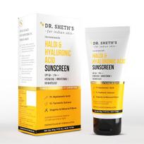 Dr. Sheth's Haldi & Hyaluronic Acid Sunscreen SPF 50+ PA+++ 80 g Hydrating Brightening Sun Protection white