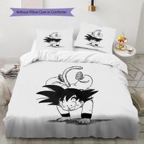 Mielas animacinis Son Goku rašto patalynės komplektas, antklodės komplektas, antklodės užvalkalas, pagalvės užvalkalas, namų gimtadienio dovana (1 * antklodės užvalkalas + 2 * pagalvės užvalkalai, be šerdies) 140x200cm