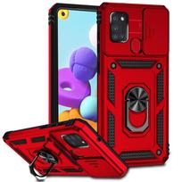 Samsung A21s dėklas Magnetinis žiedas Stovas Laikiklis Šarvuotas galinis dangtelis Samsung Galaxy A21S A 21s A21 s Kameros objektyvo apsauga Fundas for Galaxy A21s mėlyna