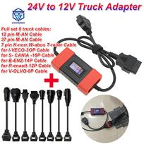 24V į 12V Sunkvežimio Jungtis 24 Voltai į 12 Voltų Didelio Patvarumo Sunkvežimio Dyzelinio Variklio Adapterio Kabelis su 8 Sunkvežimio Kabeliais Easydiag OBD2 Skeneriui 8 Truck Lines black