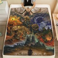 1Pc Elden Ring Print Flannel Blanket, High quality Comfortable for All Seasons, Home Decor, Warmth and Comfort, Perfect for Christmas Gifts 80cm x 120cm gray