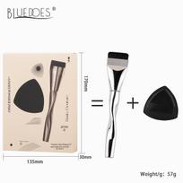 Lychee Tree Dual-Use Powder Puff & Foundation Brush Set - Dry/Wet, Non-Absorbent Makeup Tools. white