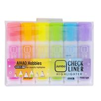 Hobby Fluorescent Highlighter Set - 6 Candy Colors, Large Capacity Slanted Tips for Students Oblique Tip yellow