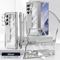 Skirta Samsung Galaxy Z Fold 8 Ultra / 7 6 5 4 3 Padengtas PC Dvigubo vyrio Apsauginis stovas Lizdas rašikliui Dėklas su grūdintu stiklu Stylus rašiklis Opp Bag&For Samsung Galaxy Z Fold4 5G 7.6" sidabras