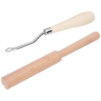 Bent Latch Hook Tool DIY Hand Made Carpet Crochet Needle Wooden Thread Cutter Set white