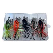5Lots Frogs Soft Lures Tube Baits Plastic Fishing Lures with Fishing Hook Topwaters Frogs Artificial 3D Eye 1 black